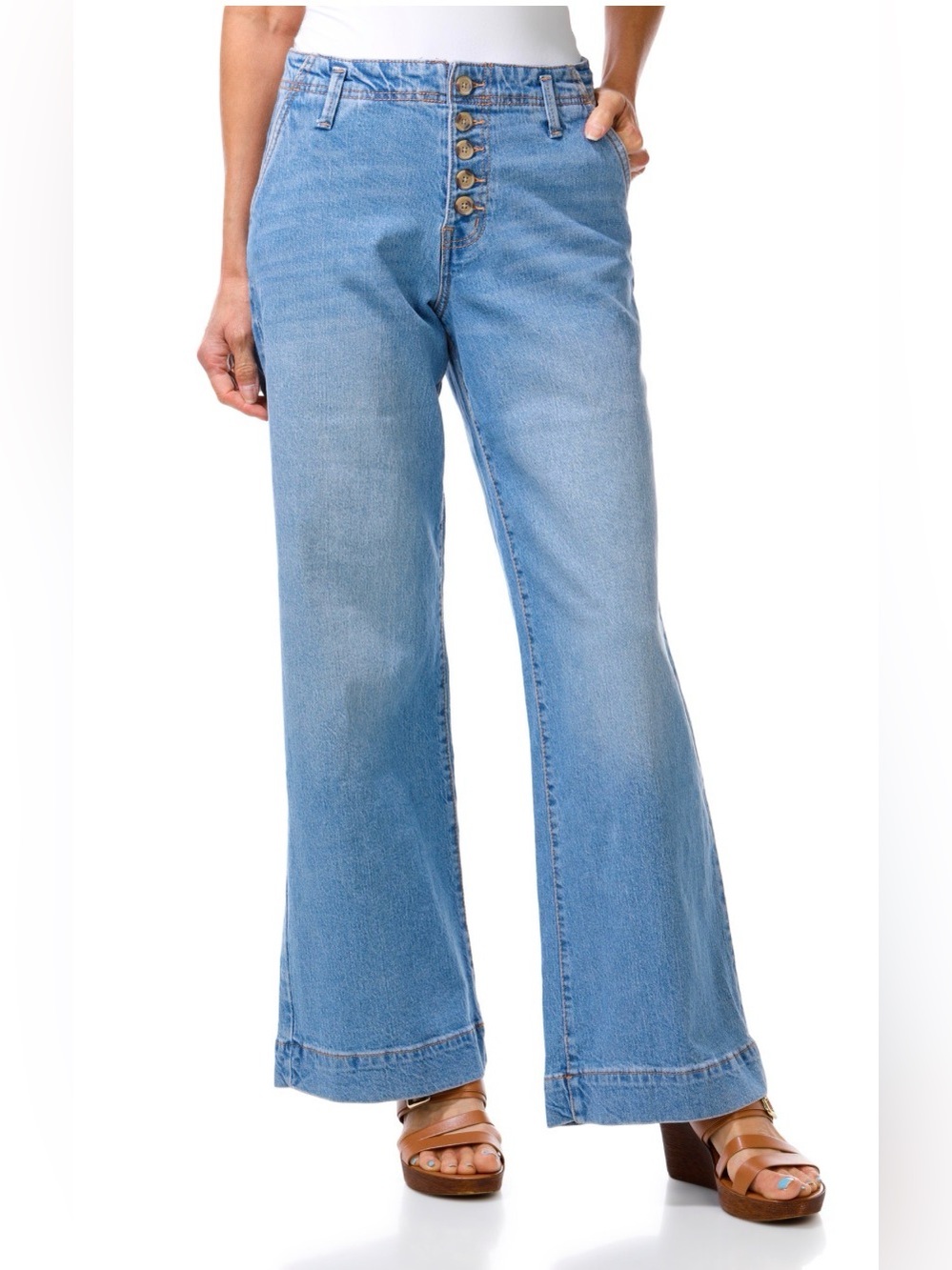 Roxy Light Blue High-Rise Wide Leg Jeans